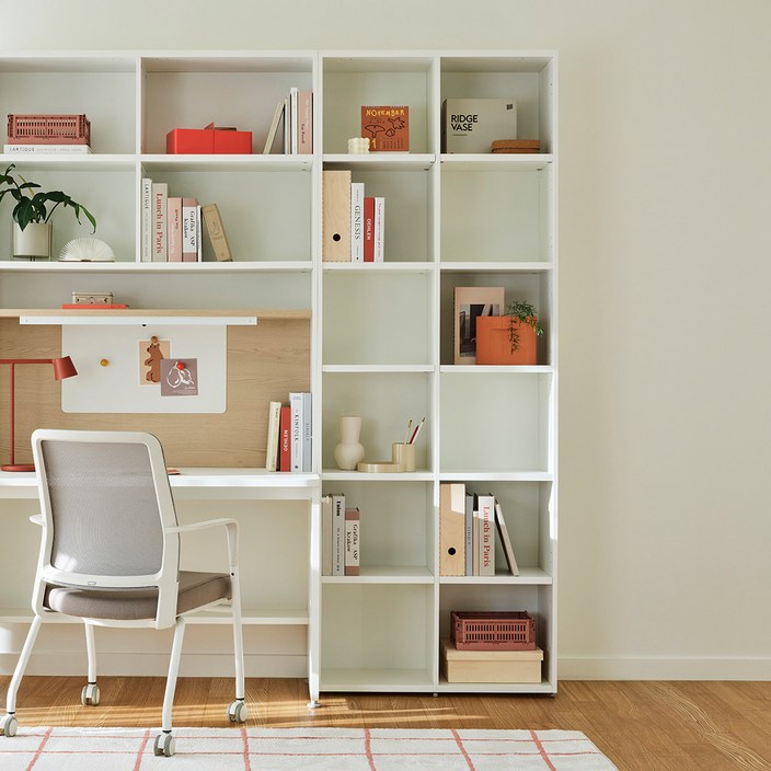 한샘 티오 격자책장 6단 80cm, 화이트A