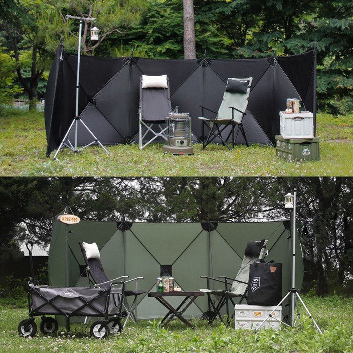 버팔로 캠핑 5면 오토 윈드 스크린 원터치 바람막이, 5면오토윈드스크린_블랙