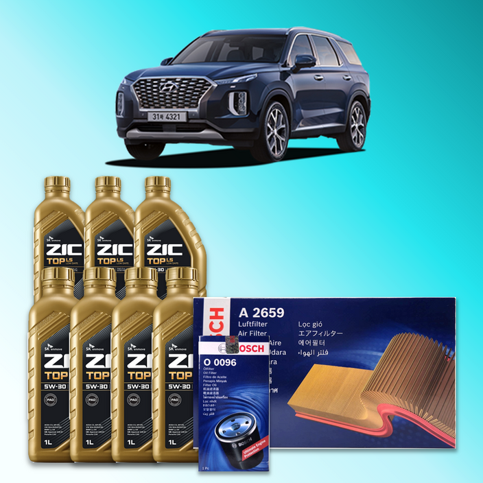 팰리세이드 (LX2) 2.2 디젤 엔진오일세트 SK 지크 탑 LS 5W30 (ZIC TOP LS)