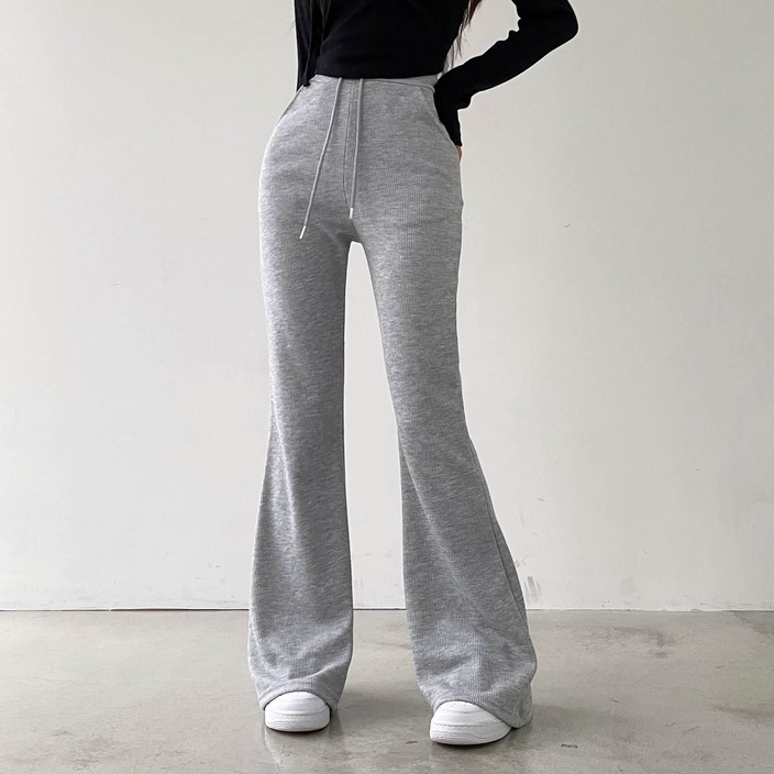 슈가언니 롱기장  체형보정 슬림핏 잔골지 와이드 부츠컷 트레이닝 팬츠 20574