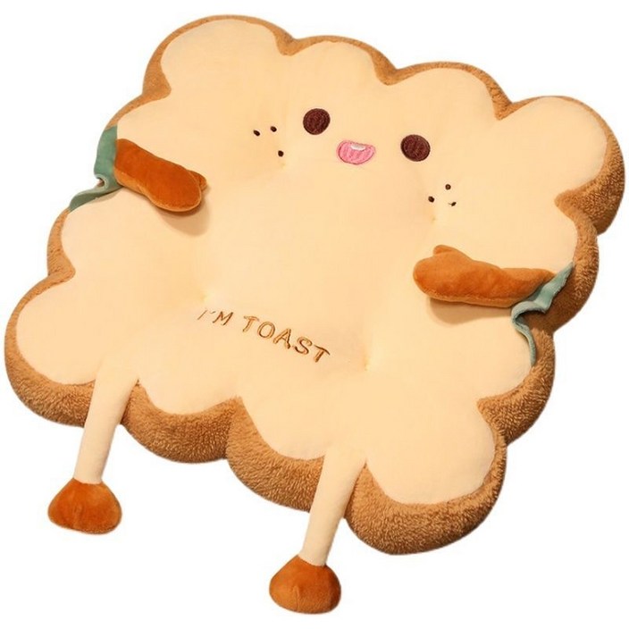 미끄럼방지 귀여운 토스트 식빵캐릭터 쿠션, 단일 색상