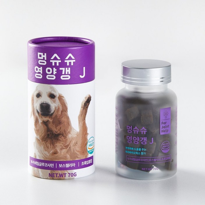 멍슈슈 영양갱J 강아지 관절 영양제, 습개골 연골 뼈관절강화 보스웰리아 MSM 글루코사민, 70g, 1개