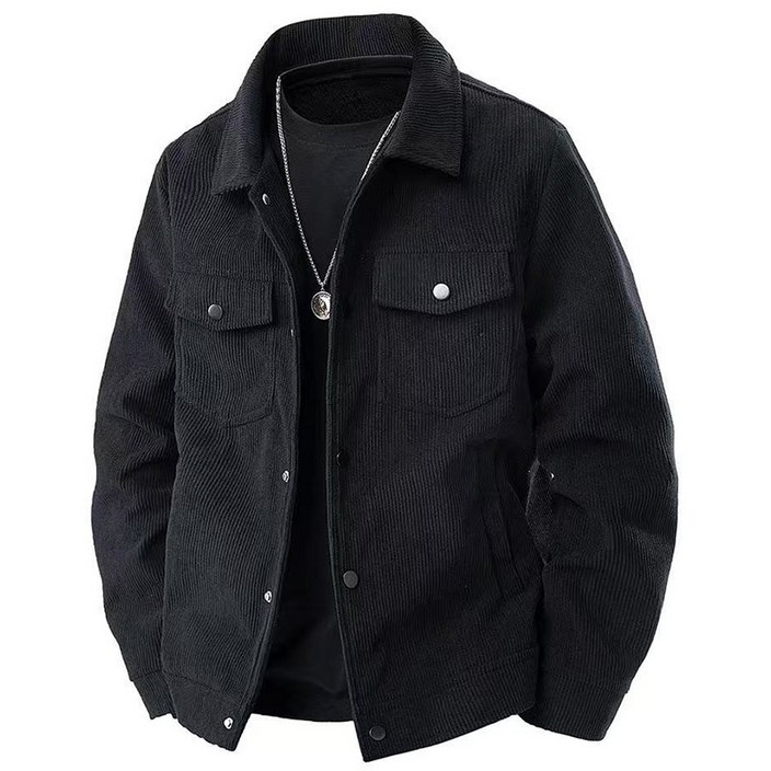 면 재킷 남성 빈티지룩 캐주얼 카고 코트 신상 가을 패션 코듀로이 칼라 톱