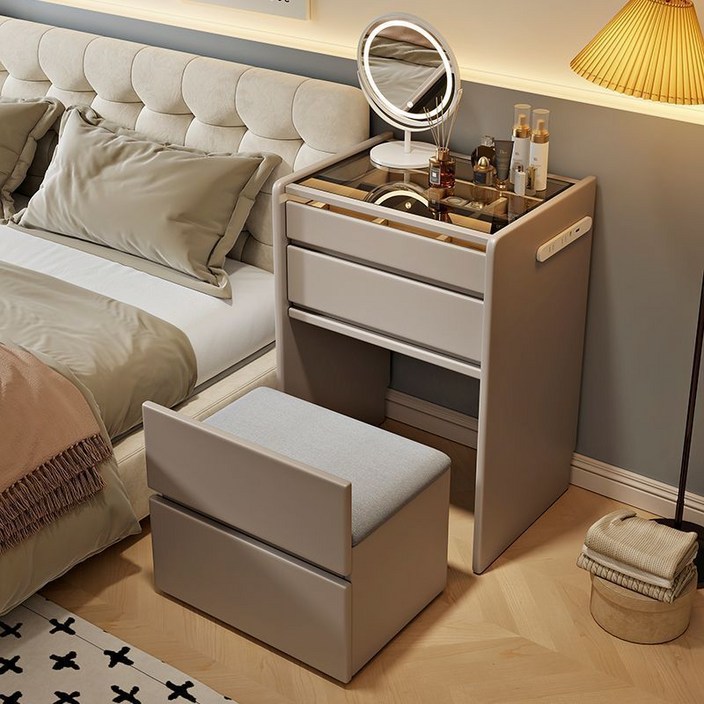 좌식 화장대 수납 서랍장  화장품 정리대 LED 침실 멀티