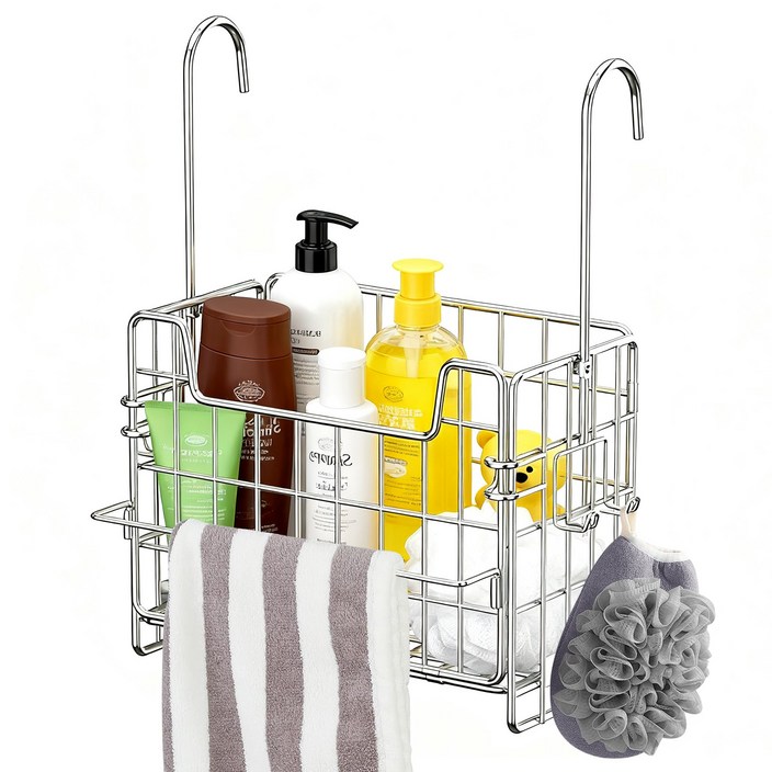 KEMEI 304 스테인리스 다용도 욕실 걸이 바스켓 (실버), 1개