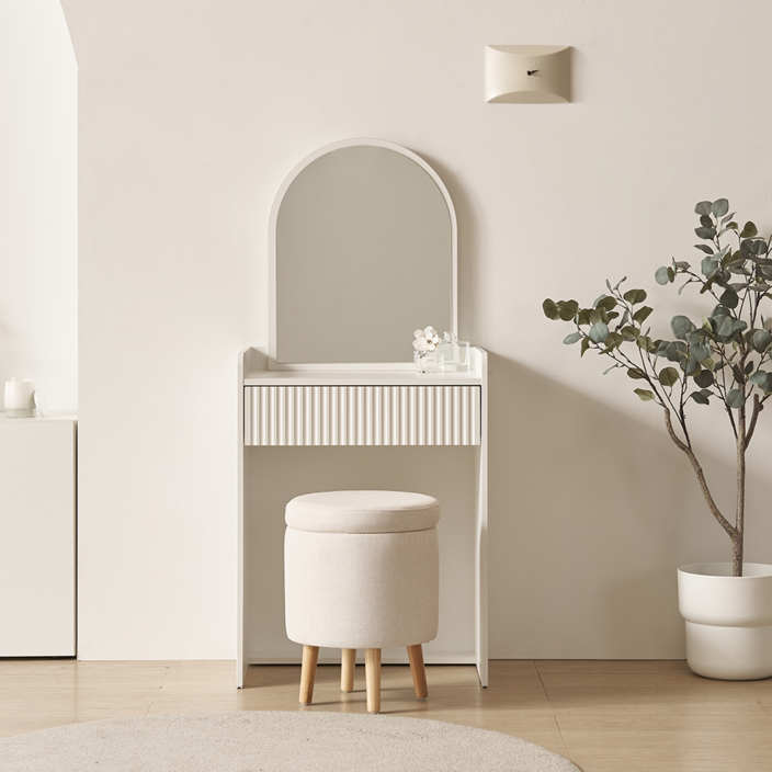 콤팩트 600 수납 LED 조명 수납 모던 미니 거울 화이트 화장대세트