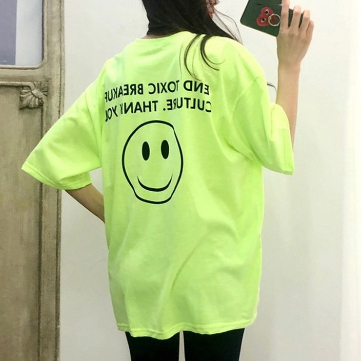 이힝 네온 스마일 루즈핏 반팔티셔츠 반팔 티셔츠 이힝 네온 스마일 루즈핏 반팔티셔츠 반팔 티셔츠