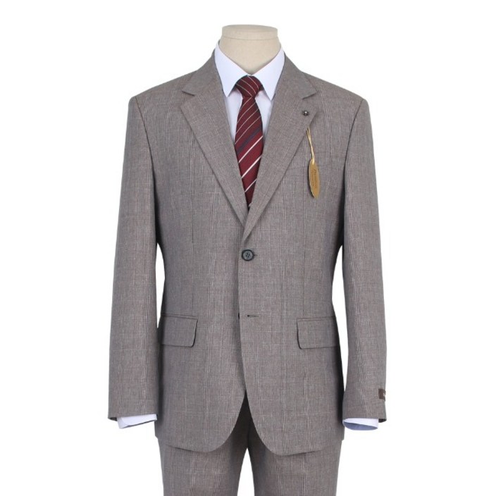 베이직핏 모직 브라운 체크 정장세트 B232SUSW043