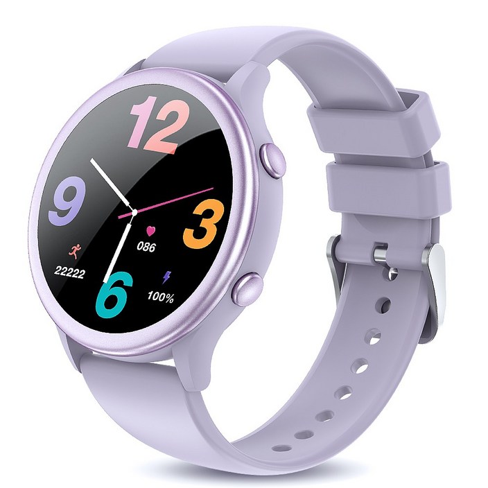 Luxeed 통화가능 스마트워치 1.27인치 원형 대화면 한국어 지원 운동 추적 밴드, 블루투스, 42mm, Lavender