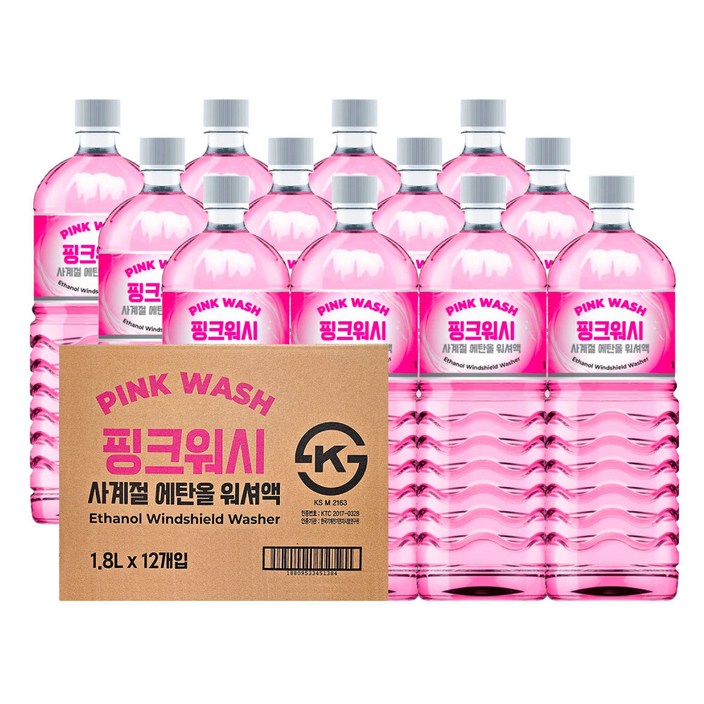 핑크워시 사계절 에탄올 워셔액 1.8L x 12ea 복숭아향