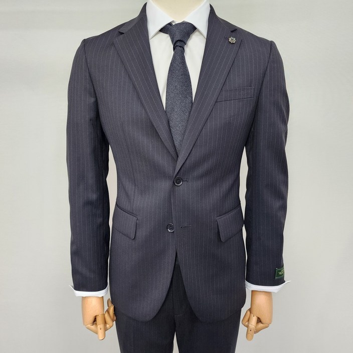 남자 파렌하이트 이태리 수입원단 모 100 스트라이프 정장 세트 블랙_J41