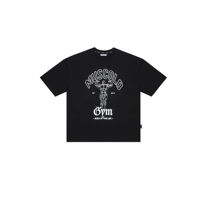 [아이언피지크] 코튼 오버핏 반팔 티셔츠 블랙