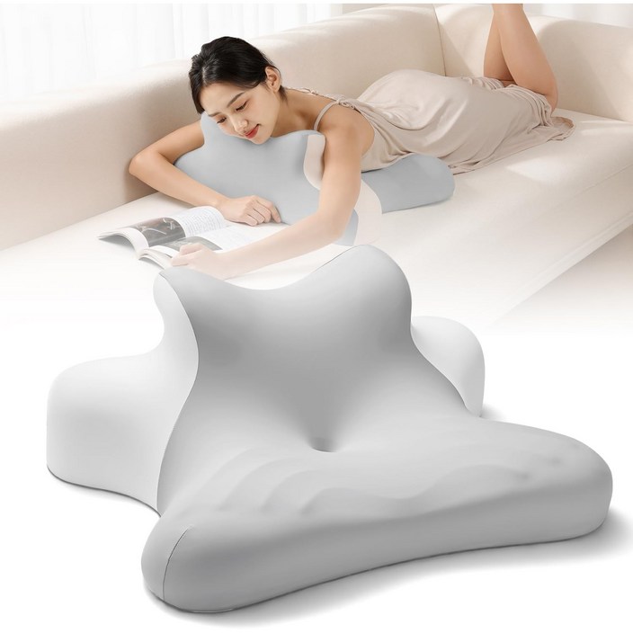 HAGOOGI 다기능베개 경추베개 옆으로자는베개 목편한베개 업드림베개 다리베개 등받이베개, 1개, 그레이