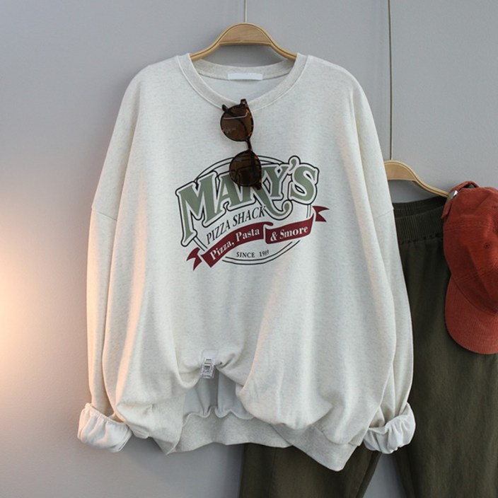 달콩 여성 신상 맨투맨 라운드 마리레터링오버핏맨투맨