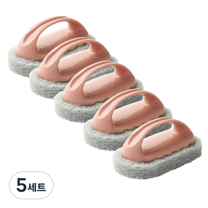다나몰 수세미 주방 화장실 욕실 타일 핸들 다목적 핑크, 5세트, 5개