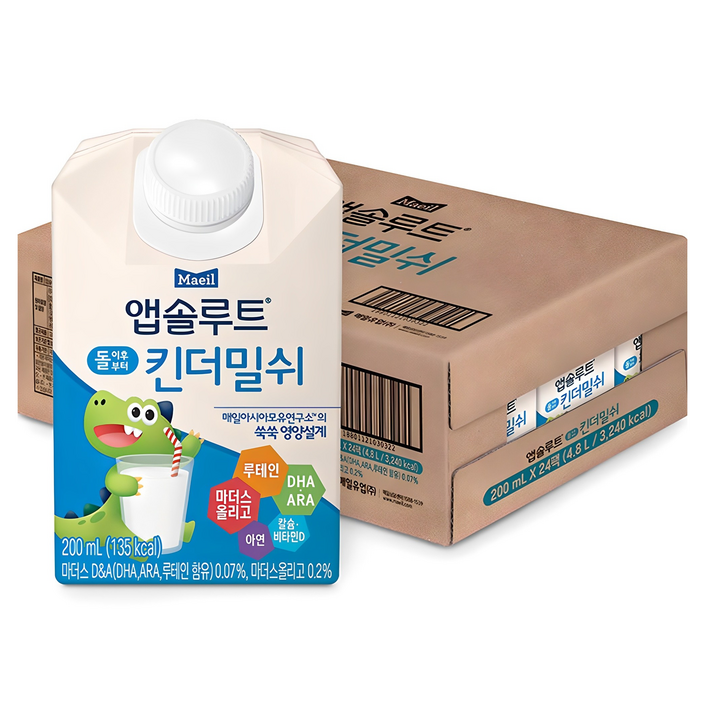 앱솔루트 킨더밀쉬 유아우유, 200ml, 24개