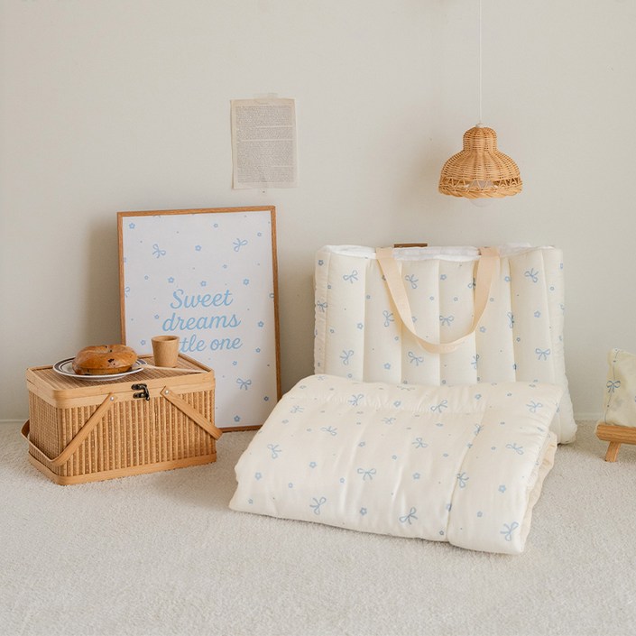 포몽드 생크림 모달 듀라론 리버시블 어린이집 낮잠 패드  차렵이불  솜 세트