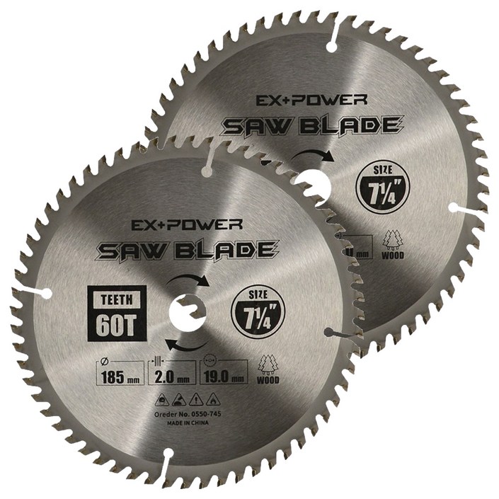 이엑스파워 원형톱날 팁쏘 목재용 185mm EXC-07060