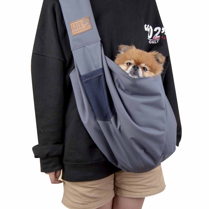올치 강아지 이동가방 포대기 베이직 슬링백, 그레이, 1개