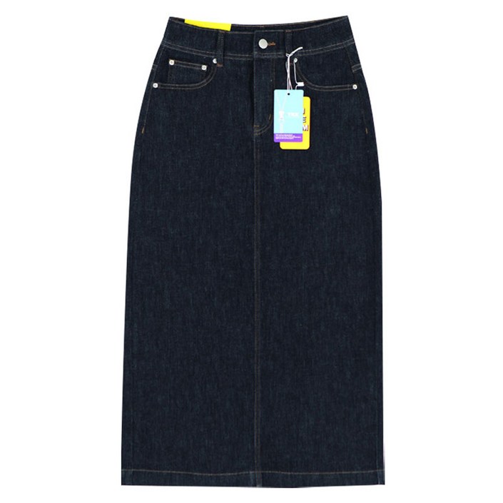 플랜데이 여성용 숏 미디움 논페이드 스판 생지 데님롱스커트