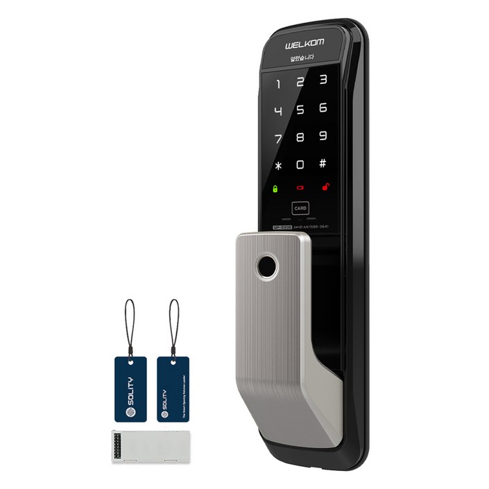 솔리티 웰콤 와이파이팩 무타공 푸시풀 지문인식 디지털손잡이 있음 도어락 WP530B, WP530B, 고객직접설치 솔리티 웰콤 와이파이팩 무타공 푸시풀 지문인식 디지털손잡이 있음 도어락 WP530B, WP530B, 고객직접설치