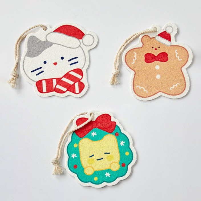 버터 크리스마스 버터패밀리 펄프 수세미 밀크캣  버터곰  버터군 세트