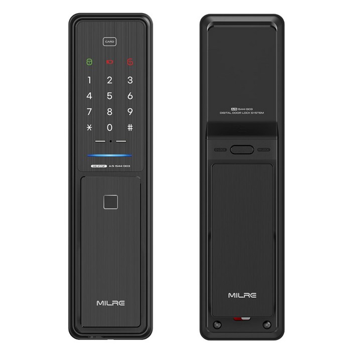 밀레시스텍 푸시풀 지문인식 스마트 도어락 블랙 MEP73F, MEP73F, 방문설치