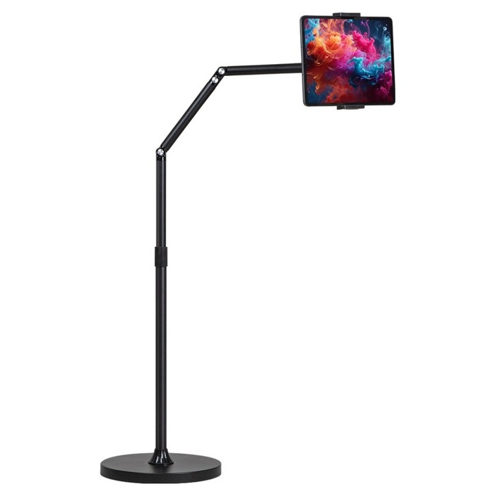 디센느 스탠드 태블릿 핸드폰 거치대 패드 탭 높이조절 침대 자바라, 블랙, 1개