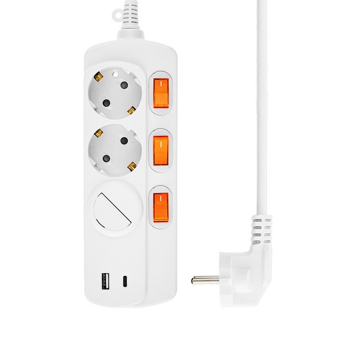 홈플래닛 개별스위치 멀티탭 3구 (USB-A 1포트 + C타입 1포트) + 안전커버