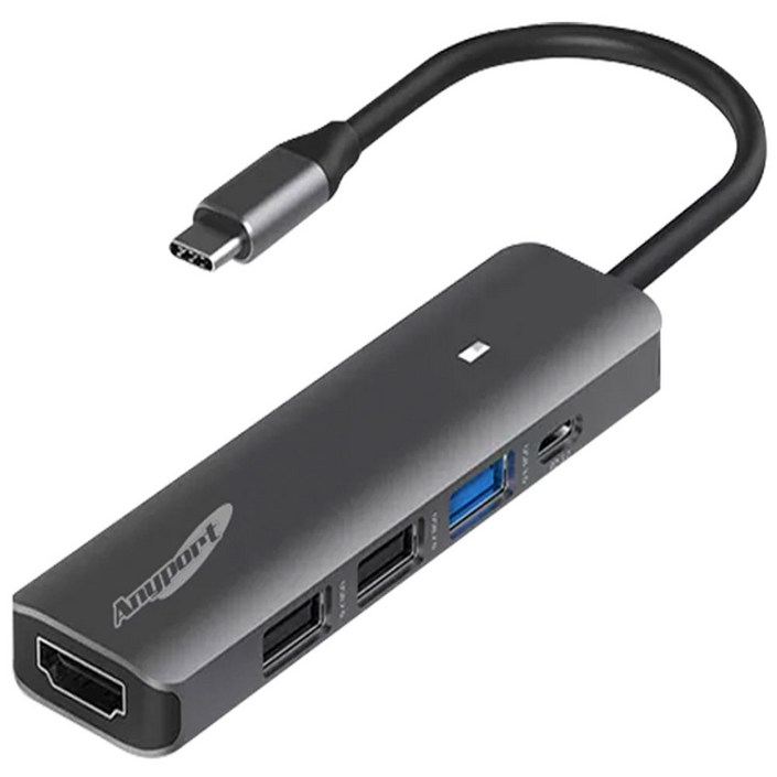 애니포트 5포트 C타입 맥북 삼성 덱스 미러링 멀티포트 USB 허브 APTC51PH, 혼합색상, 1개