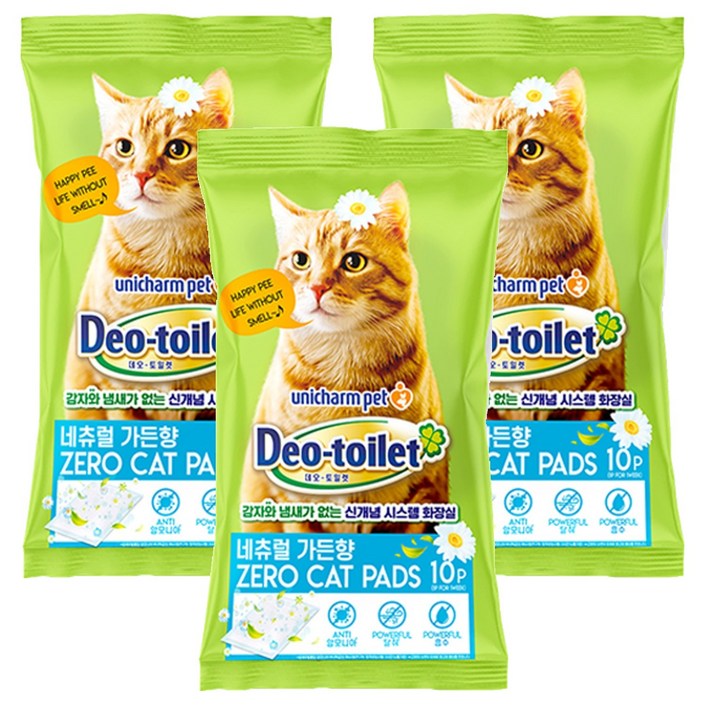 유니참데오토일렛 제로 캣 화장실 패드 네추럴가든향 10p