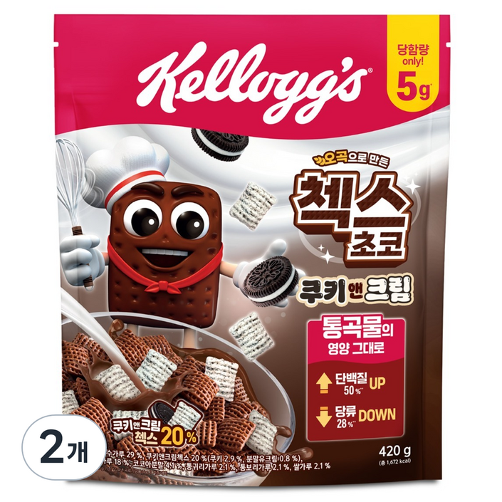 첵스초코 쿠키앤크림 시리얼, 420g, 2개