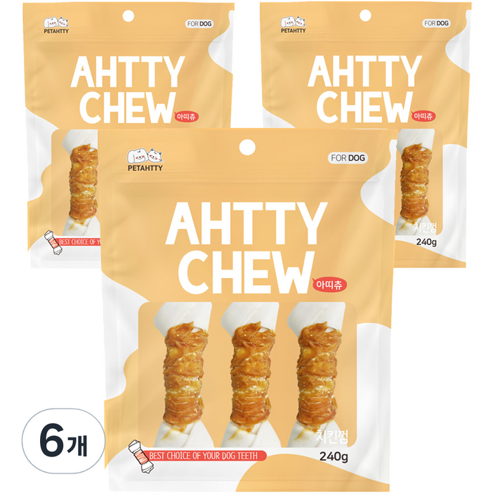 강아지 아띠츄 치킨우유껌 대형, 치킨  우유 혼합맛, 240g, 6개