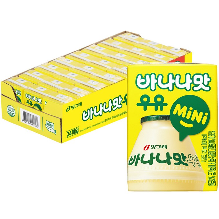 빙그레 바나나맛우유 mini 120ml, 바나나맛, 24개 - 쇼핑앤샵