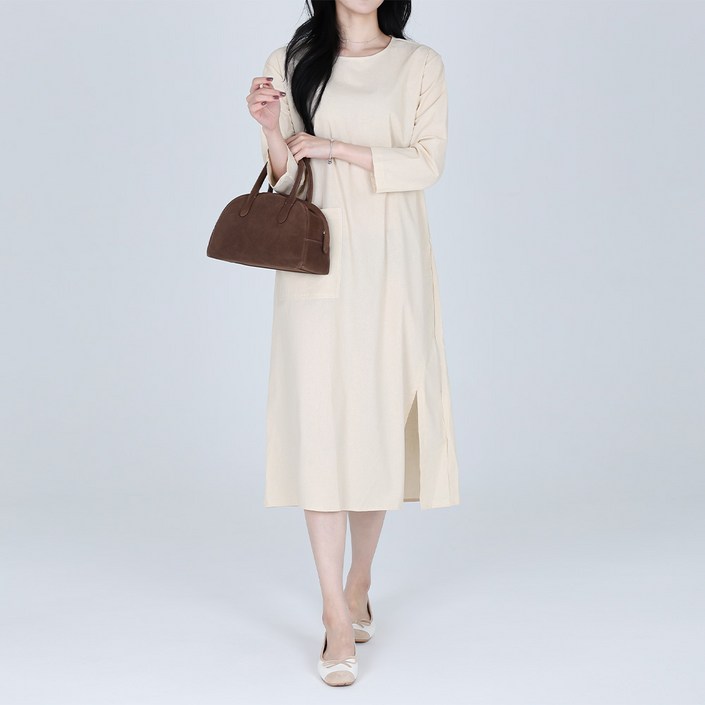 모이르벨라 단아한 심플 포켓 미시 원피스