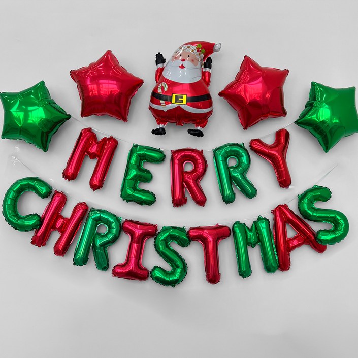 미미파티 크리스마스 파티 풍선 가랜드  산타풍선 세트, 레드  그린, 1세트