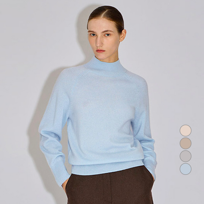 쉬즈미스 여성용 캐시미어 모크넥 니트
