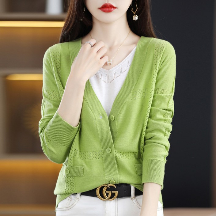 라라티나 여성용 다니카 브이넥 얇은 루즈핏 니트 긴팔 가디건