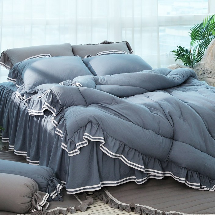 류금숙 투라인 실키케어 프릴 차렵이불 세트