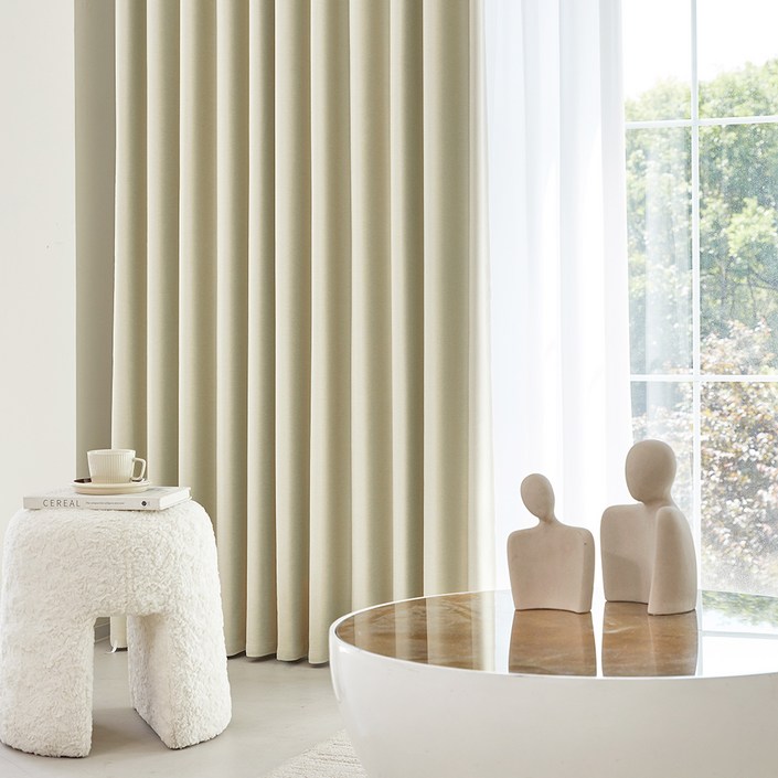 사라하우스 4세대 고밀도 빛차단 형상가공 암막커튼 아일렛형