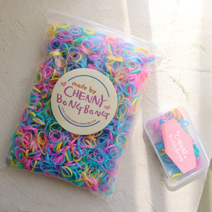 채니봉봉 여아용 대용량 고무줄 100g  휴대용 케이스 세트