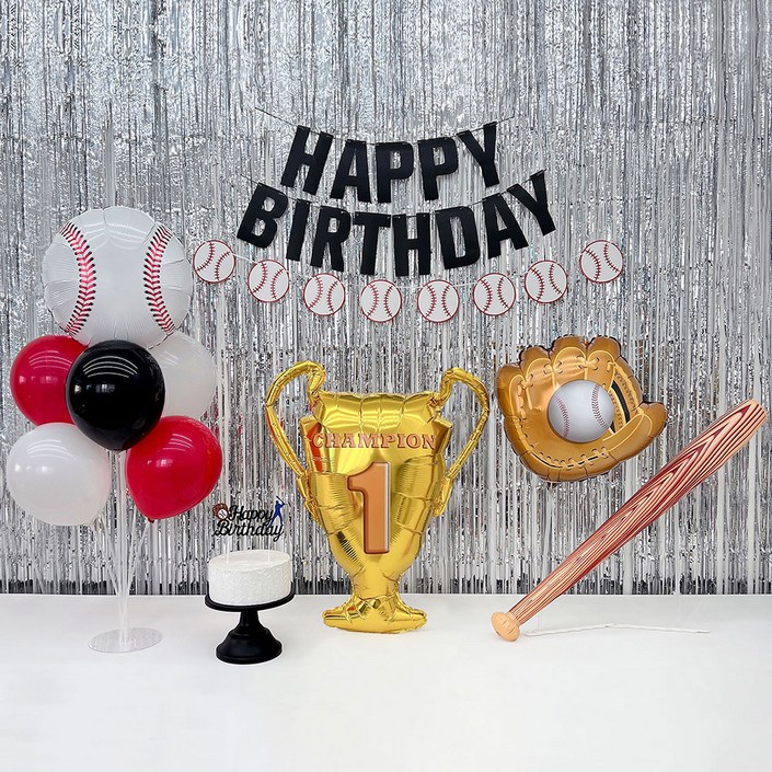 파티아일랜드 야구 생일 커튼 파티 세트, 레드, 1세트