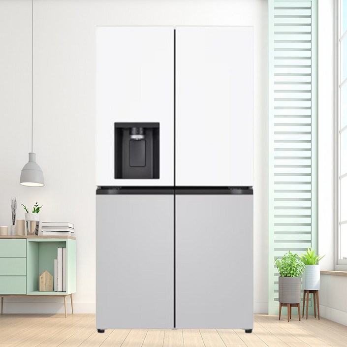 (LG전자) DIOS(디오스) 오브제컬렉션 STEM 얼음정수 4도어 냉장고 820L (크림화이트/크림그레이/J825MHR042)