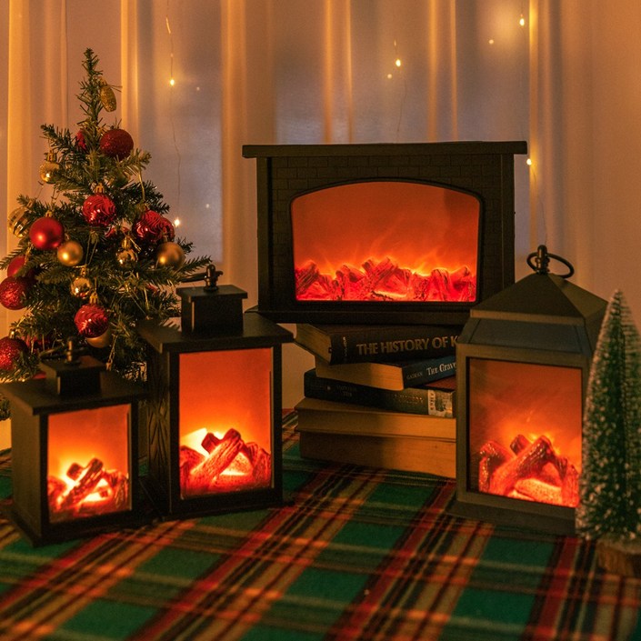 GLAMCAVE 투썸 벽난로램프 불멍 무드등 LED 조명 수면등