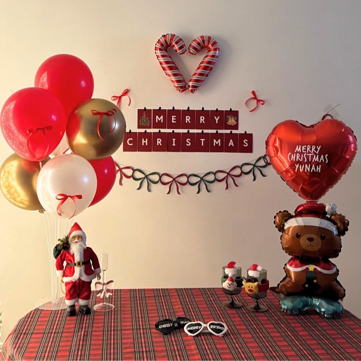 히얼투파티 캔디케인러브 크리스마스 풍선 세트 파티장식 소품