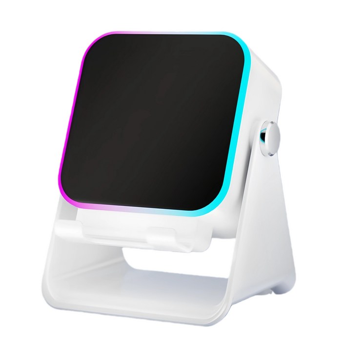 KBKXOZ 4in1 스마트 센서 블루투스 스피커  휴대폰 거치대 내장 스마트폰 충전 가능 RGB 무드등, 흰색