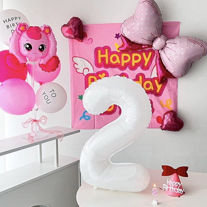 하피블리 산리오 캐릭터 풍선 아이 생일 파티 용품 세트, 프리미엄세트(숫자2)