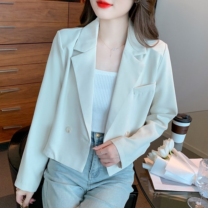 에쥬아 여성 크롭 자켓 세련 정장 재킷 오피스록