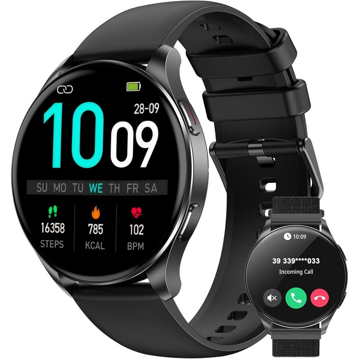 IOWODO W40 스마트워치 1.43 아몰레드 올웨이즈온 디스플레이 메탈 프레임 저전력 칩 IP68 방수 한글판 발렌타인데이 선물