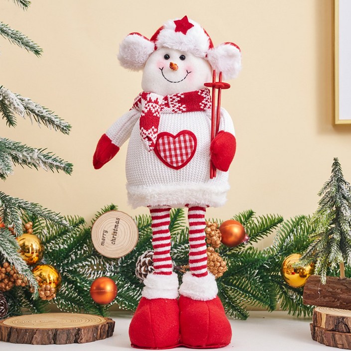 쏙쏙마켓 크리스마스 다리조절 인형 롱다리 숏다리 데코 장식 소품, 1개, 눈사람